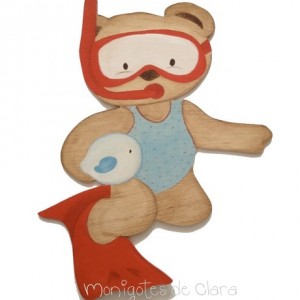 Silueta de Madera Infantil Niña Buceadora