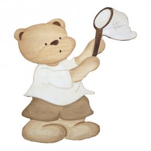 Silueta de Madera Infantil Niño Caza Mariposas