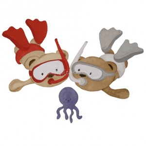 Silueta de Madera Infantil Hermanos Buceadores